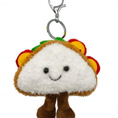 Cartoon Sandwich Stuffed Toy Bag Charms Plush Figure Taco Bag Hanging Ornament Comforting Fun Doll