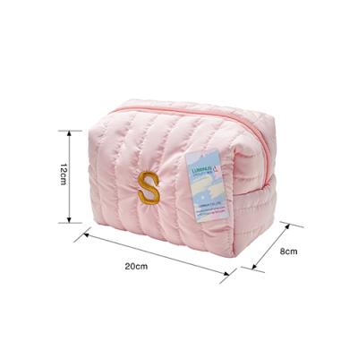 soft down cloth cosmetic bag puffy quilted make up bag