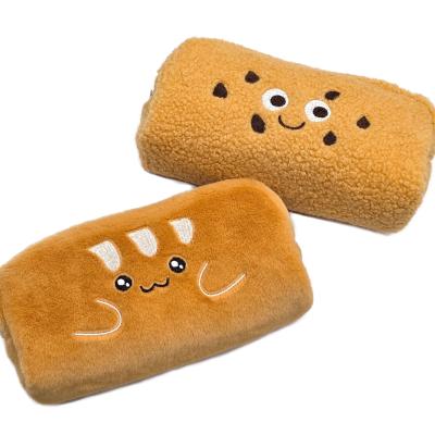 Kawaii Sherpa Fleece Pencil Pouch Funny Food Shaped Plush Cosmetic Bag Soft Teddy Fabric Stationery Organizer for Kids Girls