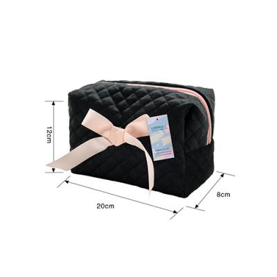 large capacity bowknot design cosmetic bag quilted make up bag 
