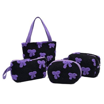 Purple Bowknot Makeup Bag Cute Pattern Design Perfect for Girls