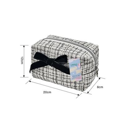 Fashion Luxury Textured Tweed Material Custom Small Storage Bag Cosmetic Bag
