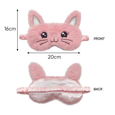 Novelty Soft Plush Furry Blindfold Cute Pink Rabbit Eye Mask