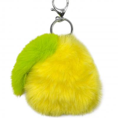 Hot Sale Pear Plush Key Chains Artificial Rabbit Fur Pompom Ball Pendant Key Chain Ornament  