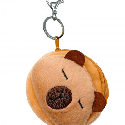 Cute Capybara Soft Mini Coin Purse Keychain Wallet Pendant Plush Toys Cartoon Doll Portable Purse Bag 